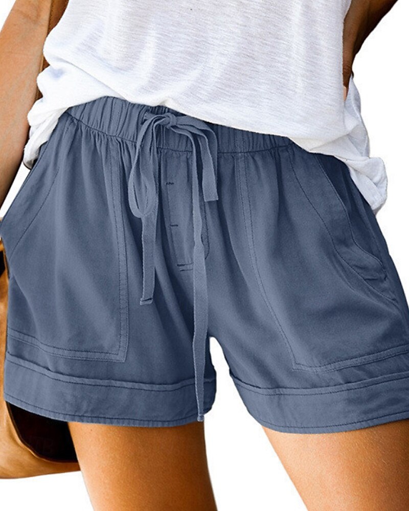 Pentru femei Pantaloni inspirați din in Pantaloni Scurți Pantaloni Modă Șic Stradă Scurt Natural Simplu Buzunar Design Elastic cu Cordon Confortabil Exterior În aer liber Stradă Roșu Claret Azuriu 2025 - $13.99 –P11