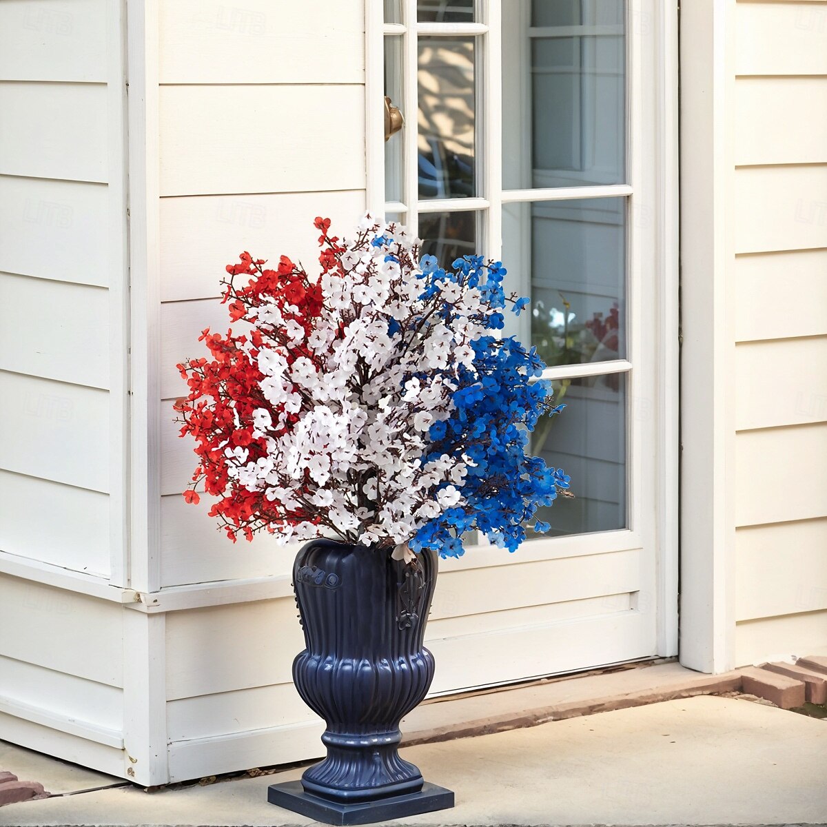 Patriotic Artificial Flower Stakes, 4th of July Red White Blue Gypsophila with Flags and Ground Picks, Memorial Day Grave and Yard Decorations for Veterans Day, Independence Day Decor 2025 - $34.99 –P5