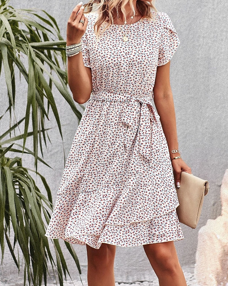 Pentru femei Rochie Mini Rochie florala Rochie Boho Rochie imprimata Modă Clasic Modern Vacanță Concediu Ieșire Fit regulat Floare Manșon scurt Stil Nautic Roșu-aprins Albastru piscină Maro Trifoi 2025 - $27.99 –P19