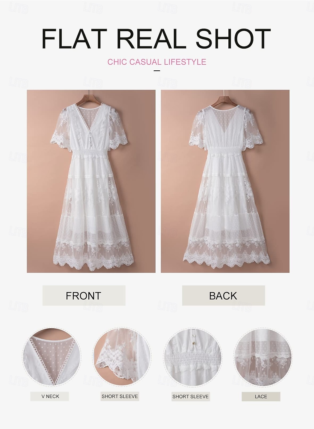 Women's Maxi long Dress White Dress Lace Dress Holiday Dress Swing Dress Elegant Romantic Boho Vacation Holiday Date Regular Fit Pure Color Short Sleeve V Neck White Summer Spring 2025 - $51.99 –P6