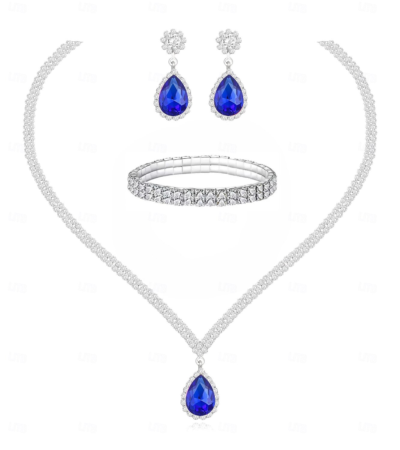 Set di gioielli da sposa, 1 set di orecchini con strass e zirconi, collana e braccialetti, elegante set di gioielli artistici alla moda da donna per matrimoni, feste e abiti da sera. del 2025 a $30.99 –P4