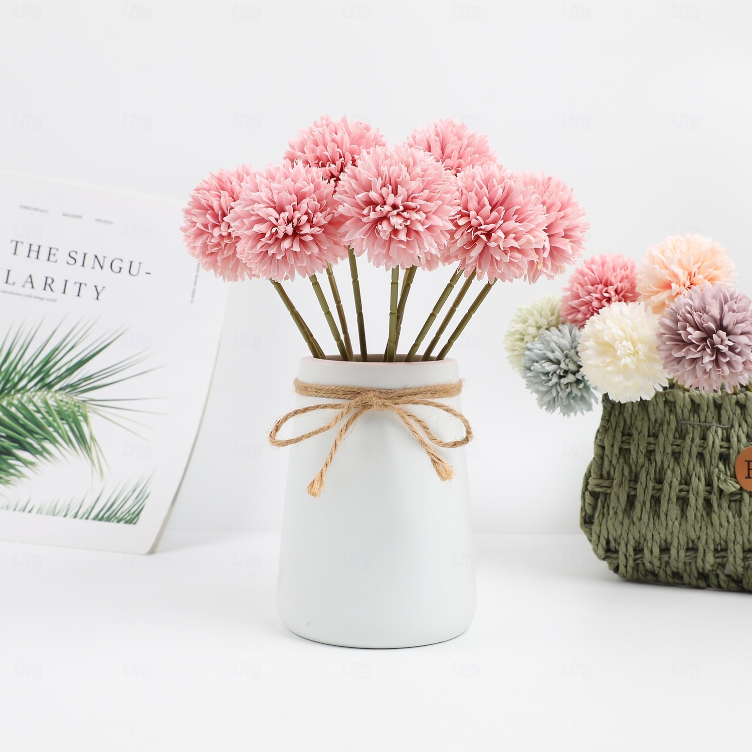 Artificial Chrysanthemum Ball Flowers, Macaron Color Fake Table Tennis Flowers for Wedding Decor, Home Decoration, Desktop Arrangement, Photography Props, Faux Floral Bouquet 2026 - $9.99 –P2