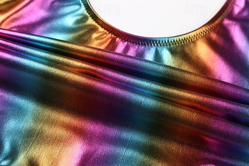 Retró 1980-as évek Félrebeszél Fürdőruha One Piece Body Diszkó Fényes latex patent Fémes Szivárvány Női Mindszentek napja Farsang zenei fesztivál Tengerparti nyaralás Pride Parade Felnőttek 2025 - $27.99 –P6