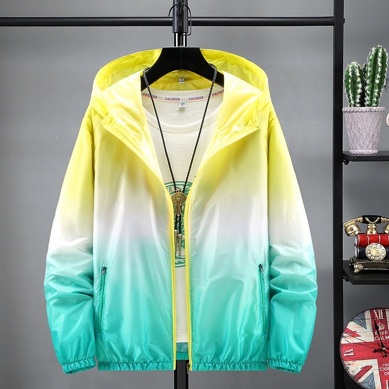 Herren Leichte Jacke Outdoorjacke Sommerjacke Urlaub Täglich Sonnenschutz Schnelltrocknend Tasche Sommer Frühling Schrittweise Mode Klassisch Mit Kapuze Regulär Gelb Rosa Blau Orange Jacken 2025 - $12.99 –P5