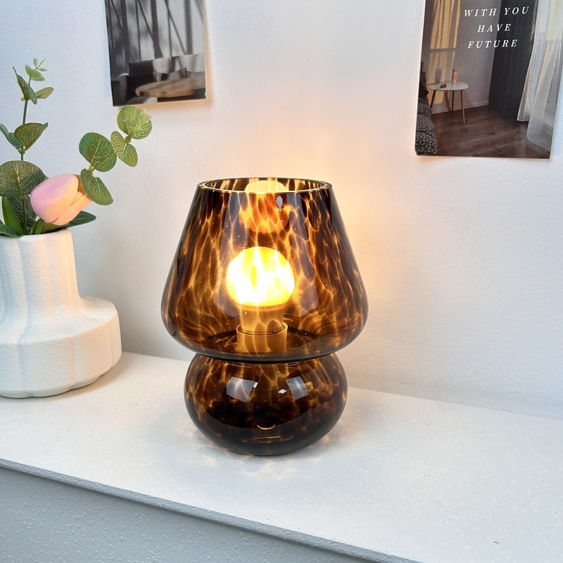Pilzlampe Vintage Tischlampe Glas Nachttischlampe mit Kabel dimmbare Tischlampe mit 3 Farbglühbirne Retro Schreibtischlampe Pilz Nachtlicht LED Minilampe für Büro Bars Wohnzimmer Schlafzimmer 2025 - $82.99 –P1