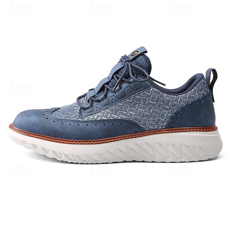 scarpe da ginnastica da uomo blu in maglia con lacci, design elegante e suola ammortizzata per camminare, correre e l'uso quotidiano del 2026 a $46.99 –P1