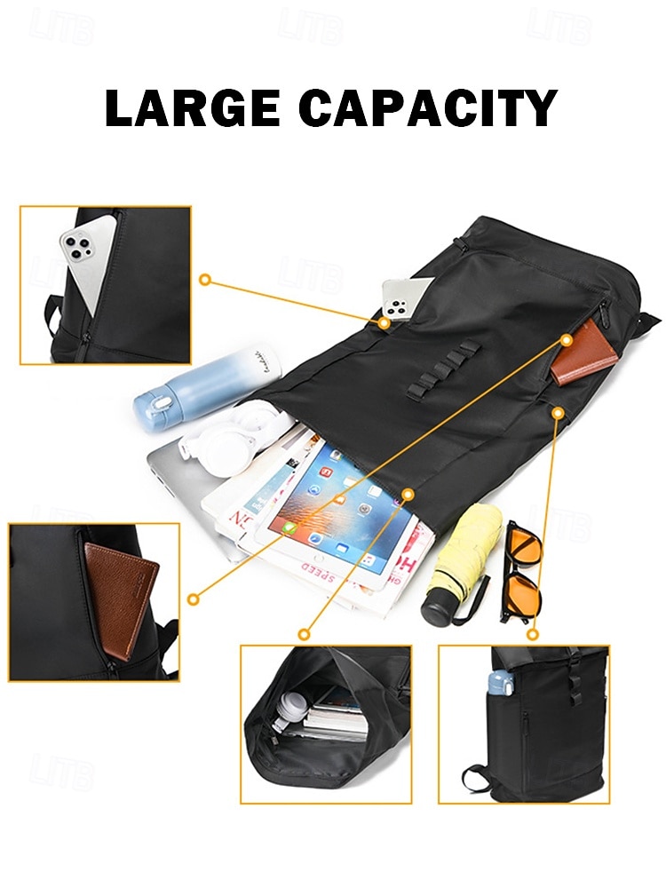 Men's Waterproof Roll-Top Backpack with Multiple Pockets and Large Capacity - Minimalist Style Laptop Bag for Work, Travel or College 2026 - $29.99 –P8