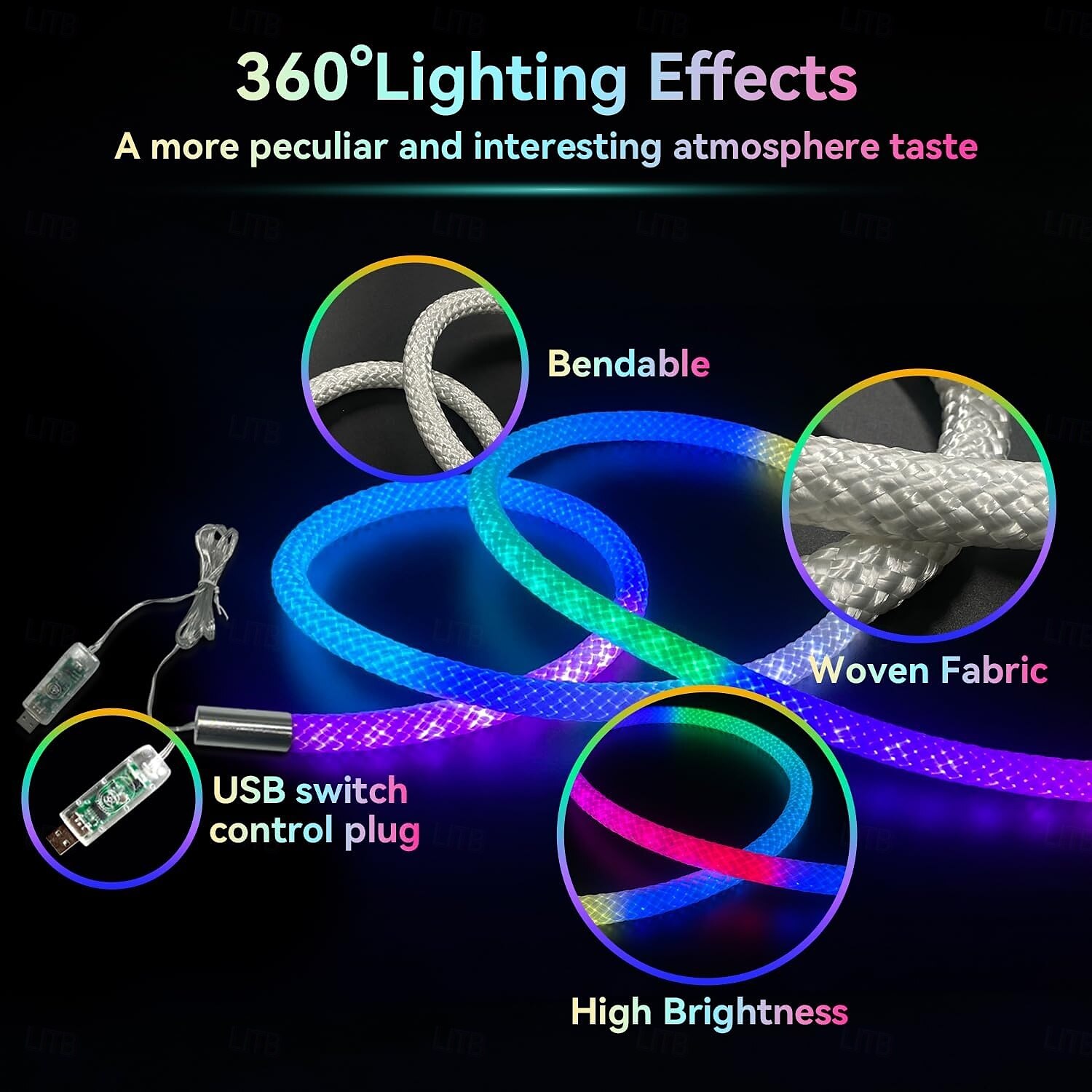2M/3M/5M Neon LED Strip Lights 360 Luminous Waterproof Strip with Music Sync Remote & APP Control USB-Powered Flexible Lighting for Indoor/Outdoor Gaming Room Bedroom and Wall Decor 2025 - $25.99 –P5