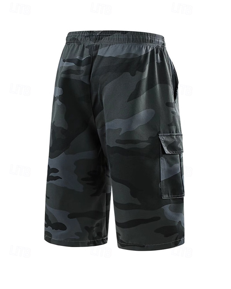 Herr Cargo-shorts Capribyxor Camo Shorts Sommarshorts Snörning Elastisk midja Flera fickor Kamuflasje Komfort Bärbar Vadlängd Utomhus Sport Dagligen Mode Ledigt Kaki Armégrön 2026 - $20.99 –P5