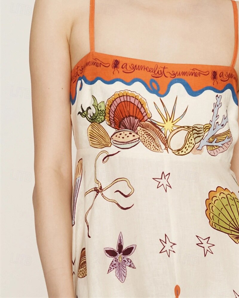 Women's Long Dress Maxi Dress Cotton Linen Dresses Casual Dress Fashion Outdoor Party Holiday Regular Fit Color Block Sleeveless Spaghetti Strap Orange Summer 2025 - $38.99 –P6