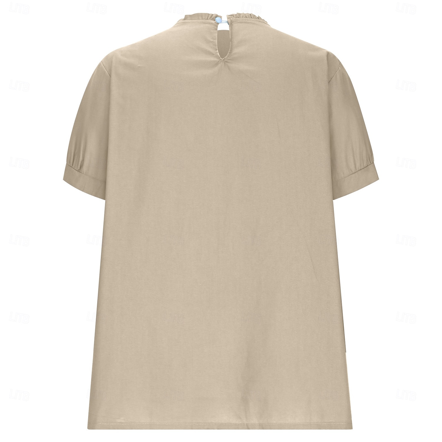 Chemisier en coton et lin pour femme, couleur unie, élégant, décontracté, manches courtes, col en V, régulier, quotidien, vacances, plissé, noir, blanc, rose, violet, vert, été de 2025 ? $23.99 –P2