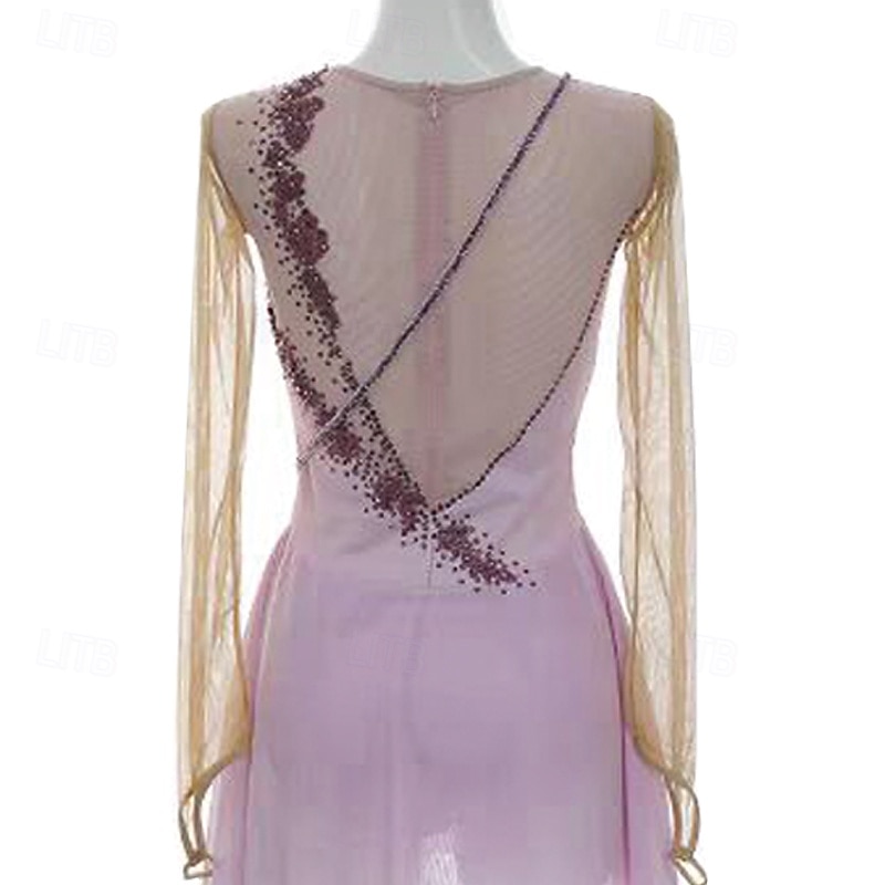 Figure Skating Dress Women's Girls' Ice Skating Dress Light Purple Patchwork Thumbhole Mesh Spandex Stretchy Training Practice Professional Skating Wear Thermal Warm Crystal / Rhinestone Long Sleeve 2026 - $242.39 –P5