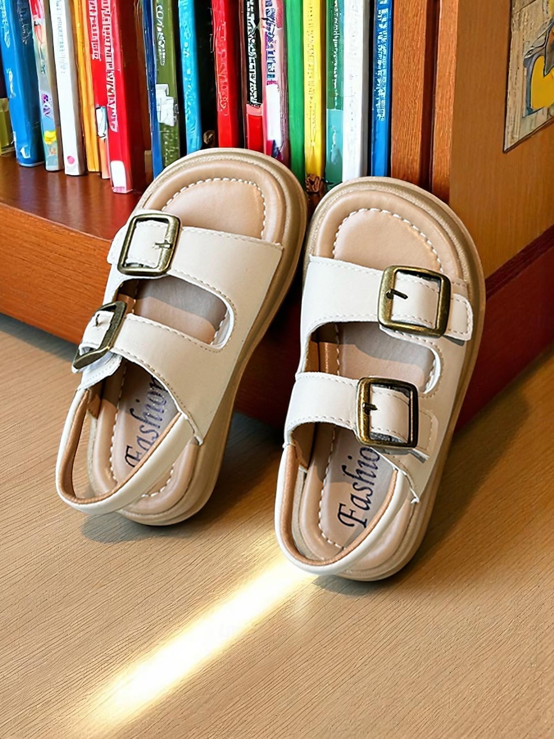 Beige skolsandaler med dubbla spännen för flickor – bekväma halkfria skor för skolstart och vardagsbruk 2026 - $24.99 –P4