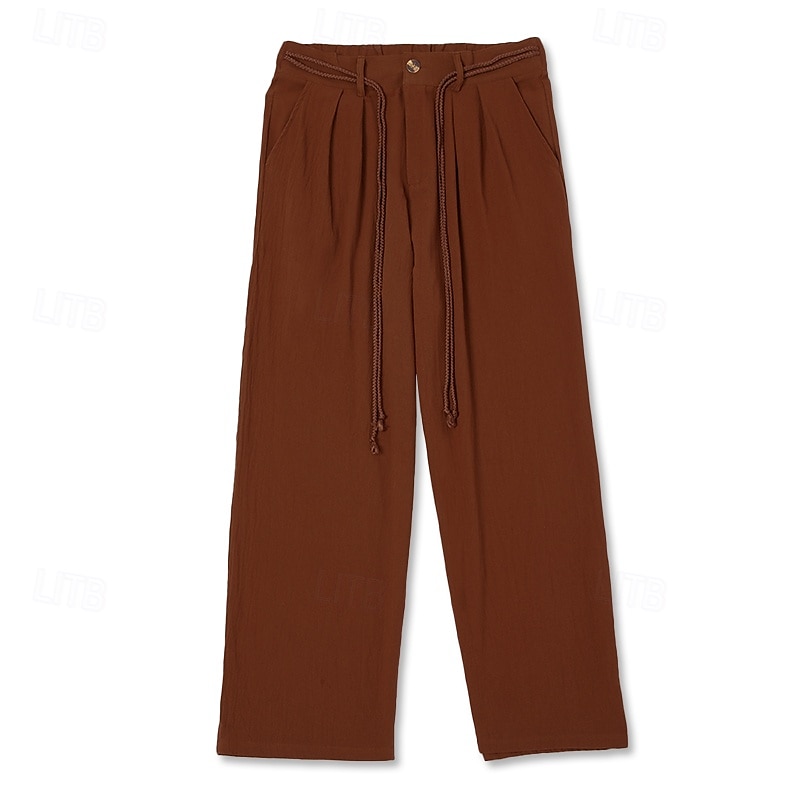 Per uomo Pantaloni di Lino Pantaloni Pantaloni Estivi Pantaloni Larghi Coulisse Elastico in vita Gamba Dritta Semplice Comodità Traspirante Lunghezza intera All'aperto Yoga Palestra Designer Retr del 2025 a $22.99 –P8