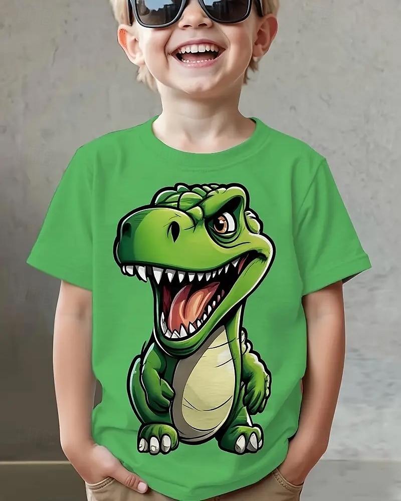 Garçons 3D Dinosaure T-shirt Manche Courte Été Printemps Mode Basique Enfants 4-12 ans Col Rond Extérieur Occasionnel Quotidien Coupe régulière de 2025 ? $11.99 –P3