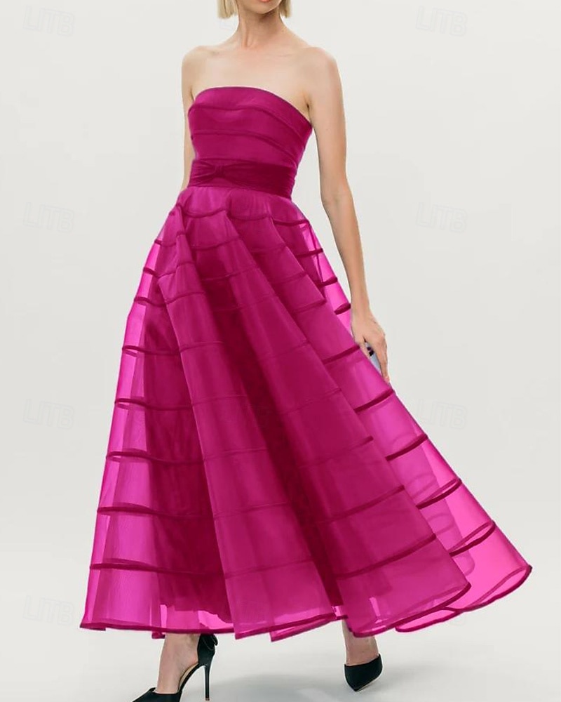 A-Linien Cocktailkleider Kreppkleid formelles Hochzeitskleid Tee-langes Maxikleid ärmellos strapless Nylon mit Schleife(n) 2025 - $159.99 –P1