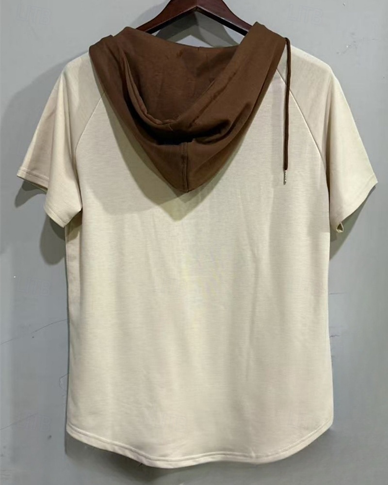 Men's T Shirt Tee Short Sleeve Shirt Tee Top Short Sleeve Hooded Summer Plain Fashion Designer Basic Lace up Vacation Street Going out Apricot Black Top Tee for Men 2025 - $25.99 –P2