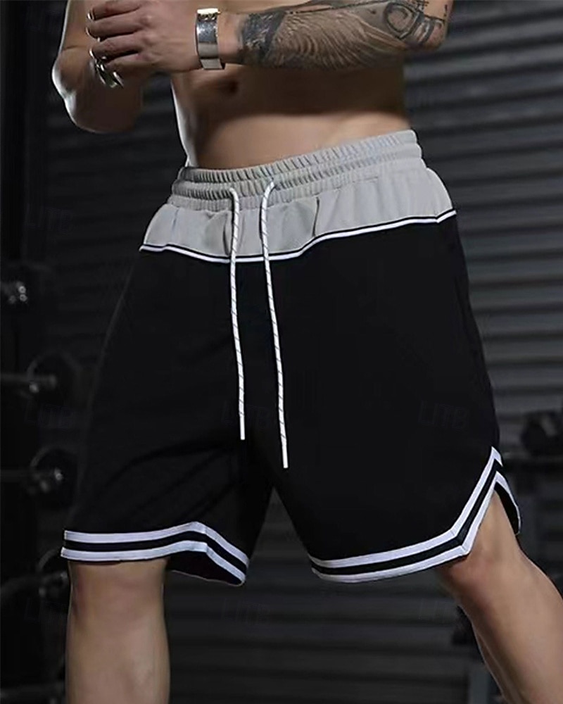 Homens calções atléticos Calção Shorts de basquete Bolsos Com Cordão Cintura elástica Riscas Conforto Respirável Curto Ao ar livre Esportes Clássico Casual Preto Vermelho de 2025 por $15.49 –P9