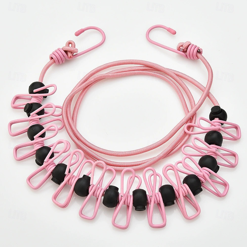 Corde à linge extensible antidérapante pour camping en plein air avec 12 clips, corde à linge extensible de voyage, corde à chaussettes, corde à linge suspendue de 2025 ? $6.99 –P7
