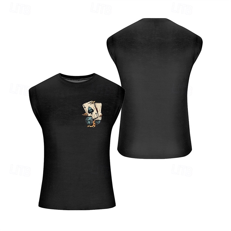 Bărbați Bluză Vest Top Sub Cămașă Cămașă fără mâneci Fără manșon Stil Nautic Vară Pocher Modă Designer De Bază Imprimeu Vacanță Stradă Ieșire Negru Alb Albastru piscină Top tricou pentru bărbați 2025 - $13.99 –P6