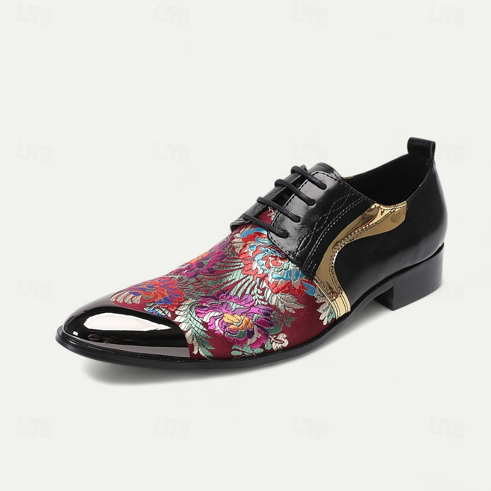 Κόκκινα και Μωβ Δερμάτινα Oxford Shoes με Λουράκι σε Χρυσή Μύτη και Σχέδιο–Κομψά Μοντέρνα Ιδανικά για Επίσημες Περίστασεις και Πάρτι 2025 - $119.99 –P3