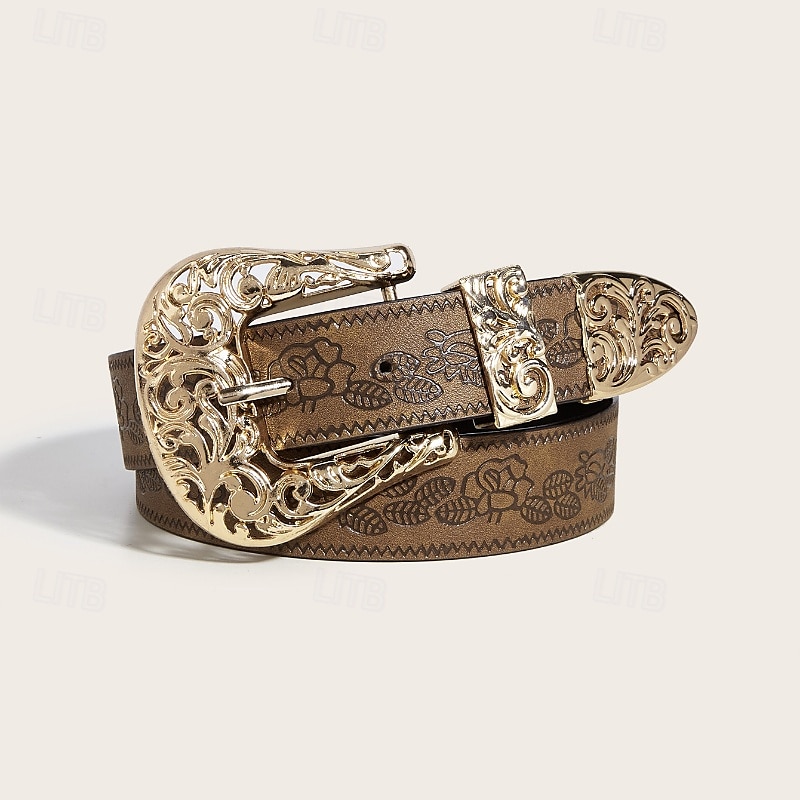 Ceinture Femmes PU Brun Kaki Ceinture Taille Quotidien Week-end Fleuri de 2025 ? $17.49 –P7
