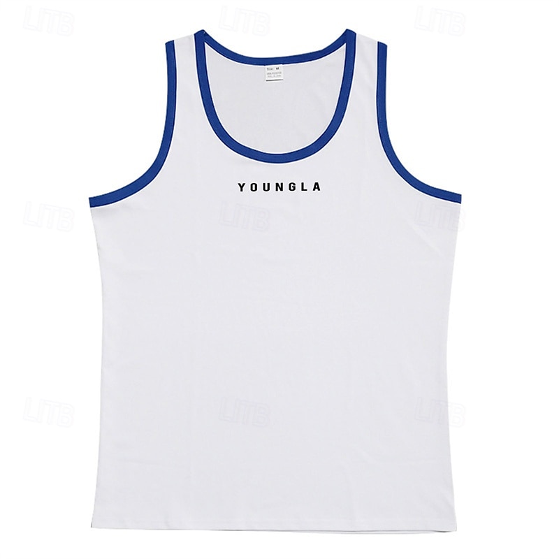 Herr Linne Undertröjor Ärmlös tröja Ärmlös Rund hals Sommar Bokstav Mode Designer Grundläggande Lappverk Semester Gata Utekväll Svart Vit Rubinrött Topp t-shirt för män 2025 - $16.99 –P2