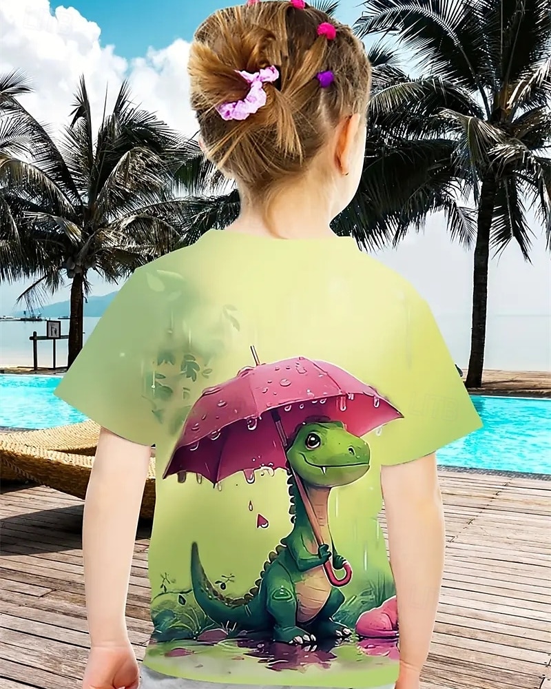 Girls' 3D Dinosaur T shirt Tee Short Sleeve Summer Spring Fashion Basic Kids 4-12 Years Crew Neck Outdoor Casual Daily Regular Fit 2026 - $11.99 –P4