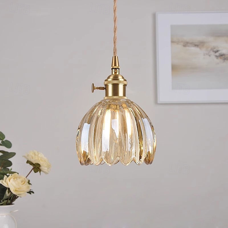 LED Pendant Light Warm White  Decorative Lamp Base Hanging Lamp Adjustable Indoor Light Translucent Patterned Glass Lampshade Ceiling Hanging Light Dining Room Living Room 110-240V 2025 - $75.99 –P3