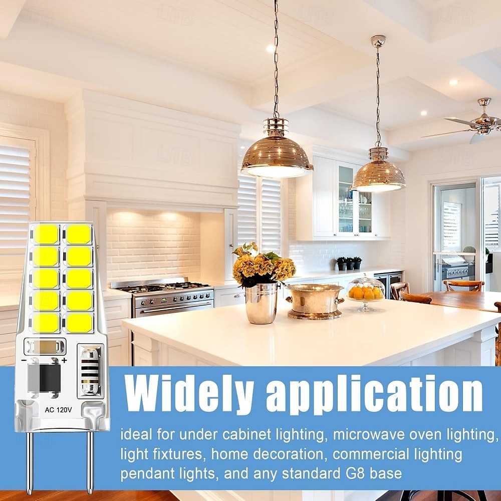 G8 LED Light Bulbs Dimmable 120V T4 JCD Type Bi-Pin G8 Base Bulb 3W Equivalent to 20W-25W Halogen Bulb White Warm White for Puck Light Under Cabinet Light Under Counter Light 5pcs 2025 - $19.99 –P8