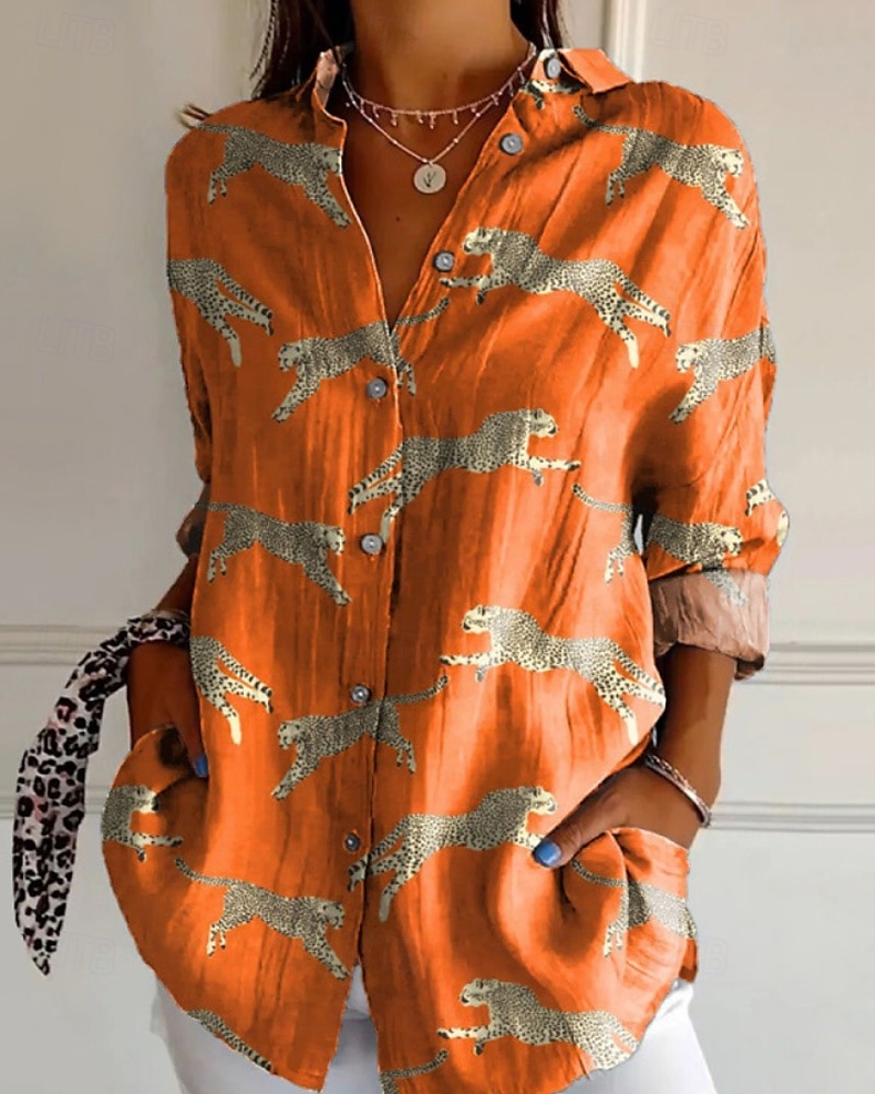 Femmes Chemise Chemise Bohème Chemisier Fleur Moderne Boho manche longue Col de chemise Hauts Réguliers Quotidien Fête Imprimé Vert Claire Rose Claire Bleu Orange Vert Été de 2025 ? NZ $47.69 –P1