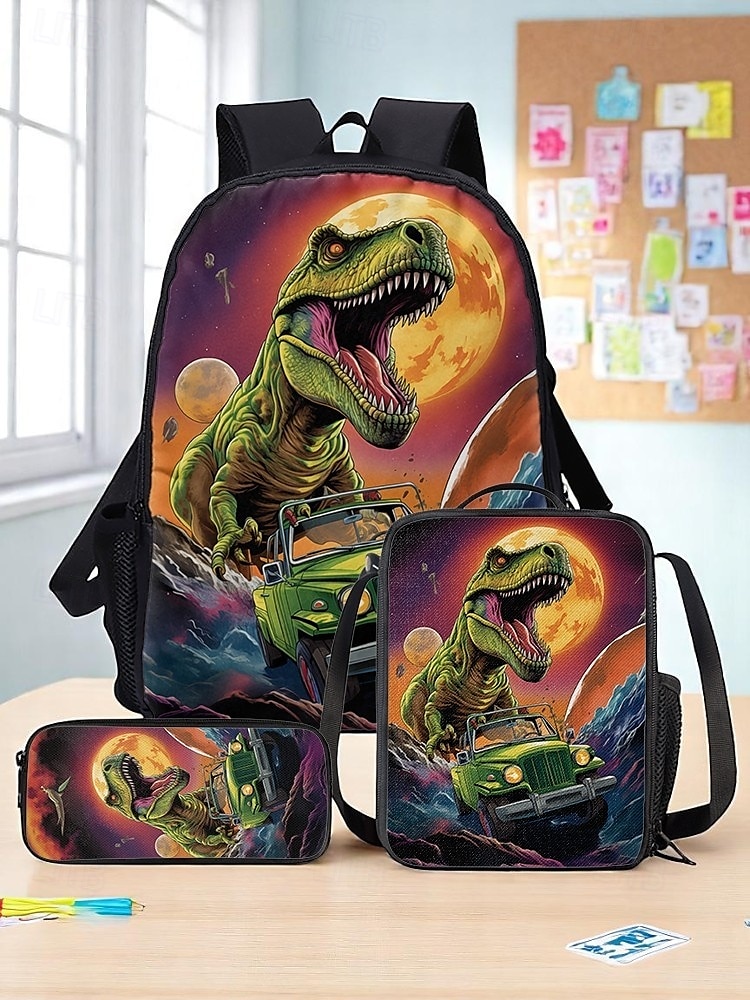 Kids' 3-Piece Dinosaur Backpack Set with Lunch Bag and Pencil Case, T-Rex Print, Lightweight School Bag for Boys, Girls and Elementary Students 2026 - $34.99 –P2