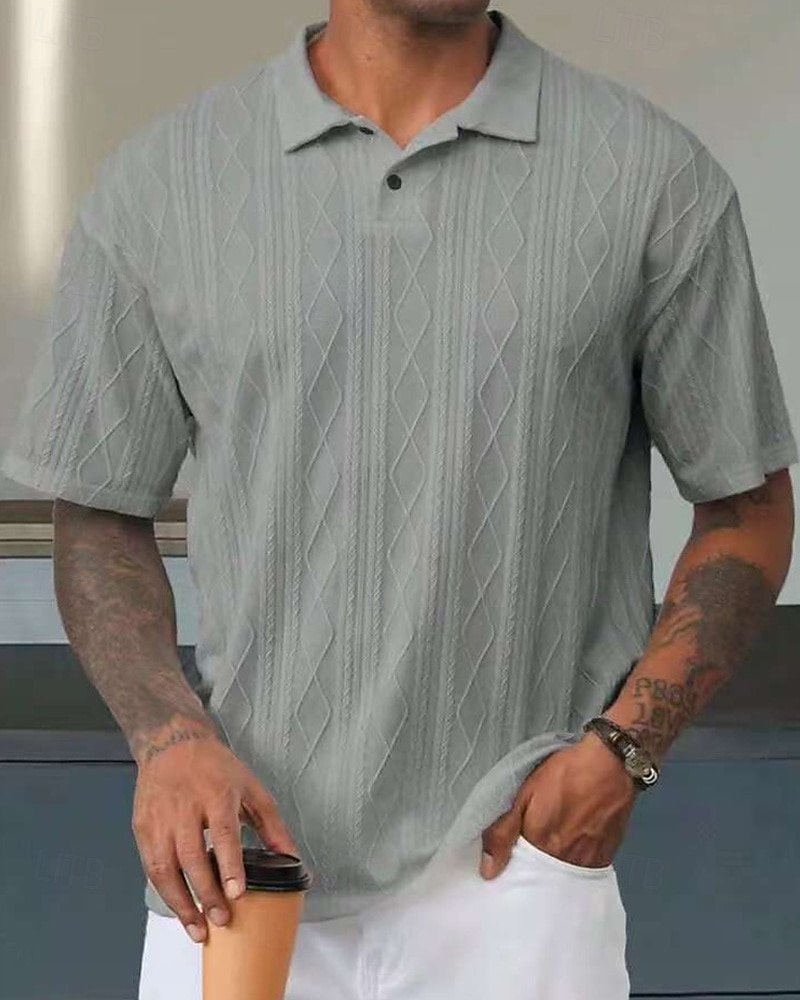 Men's Golf Shirt Golf Polos Shirts Work Casual Lapel Short Sleeve Basic Modern Plain Buttons Jacquard Summer Regular Fit Black White Blue Khaki Army Green Gray Golf Shirt 2026 - $18.99 –P4
