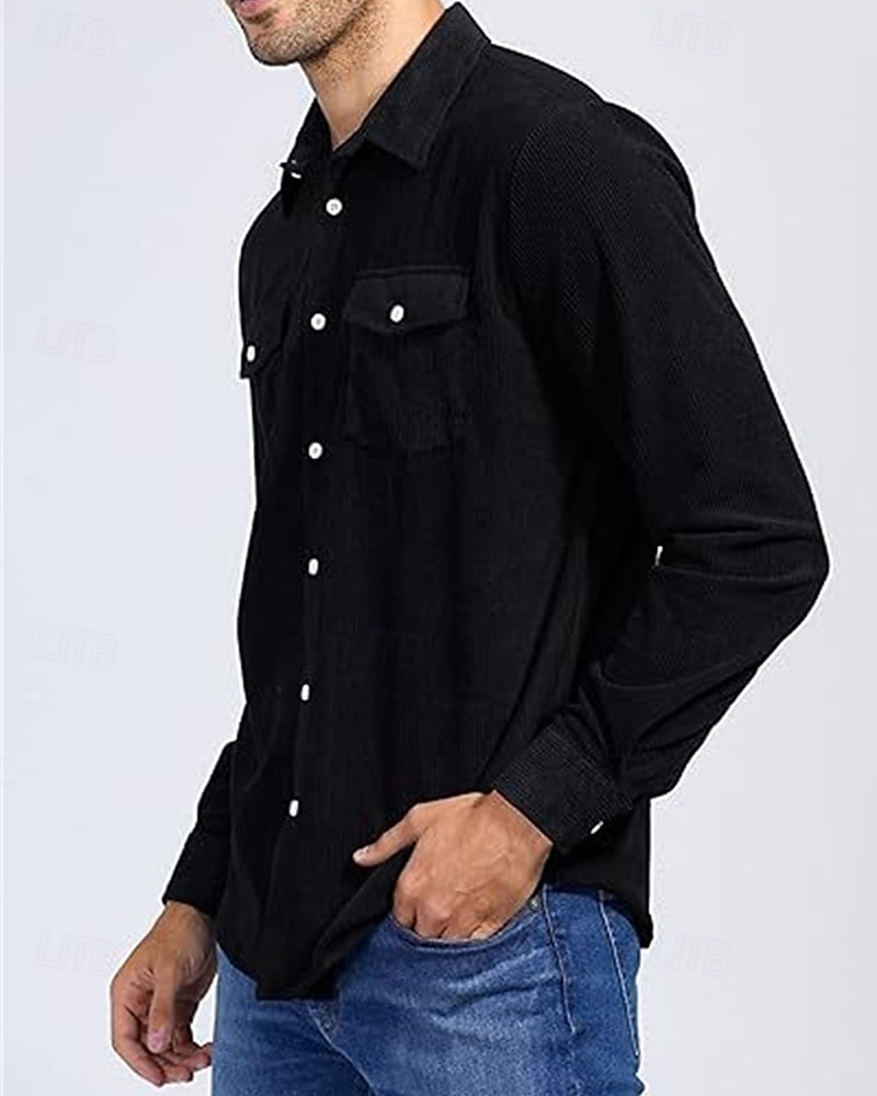 Per uomo Giacca Camicia Giacca di transizione Quotidiano Leggero Tasca Primavera Autunno Semplice Casual Bavero Regolare Nero Verde militare Caffè Giacca del 2025 a $24.99 –P9