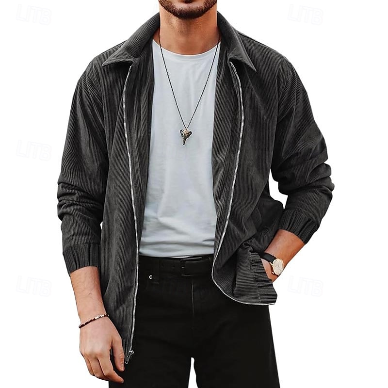 Per uomo Giacca Camicia Giacca di transizione Quotidiano Leggero Tasca Primavera Autunno Semplice Classico Bavero Nero Marrone Verde Beige Grigio Giacca del 2025 a $39.99 –P8