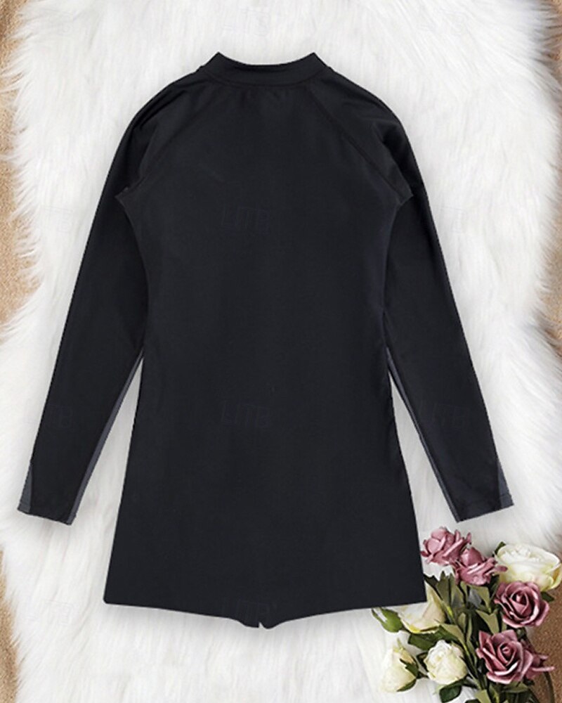 Γυναικεία Προστατευτικά Μαγιό Μονόχρωμο Μποστινό Φερμουάρ Προστασία από τον ήλιο UV UPF50+ Γρήγορο Στέγνωμα Μακρυμάνικο Μαγιό Σέρφινγκ Παραλία Θαλάσσια Σπορ Καλοκαίρι 2026 - $27.99 –P6