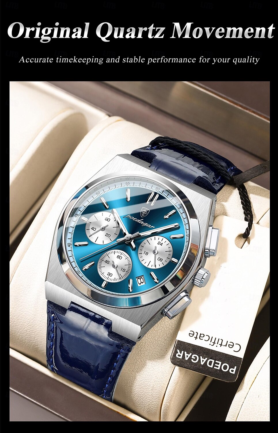 2026年 メンズクォーツウォッチ ビジネス 発光 日付 防水 レザー ストラップウォッチ  コレクション – $38.99 –P5