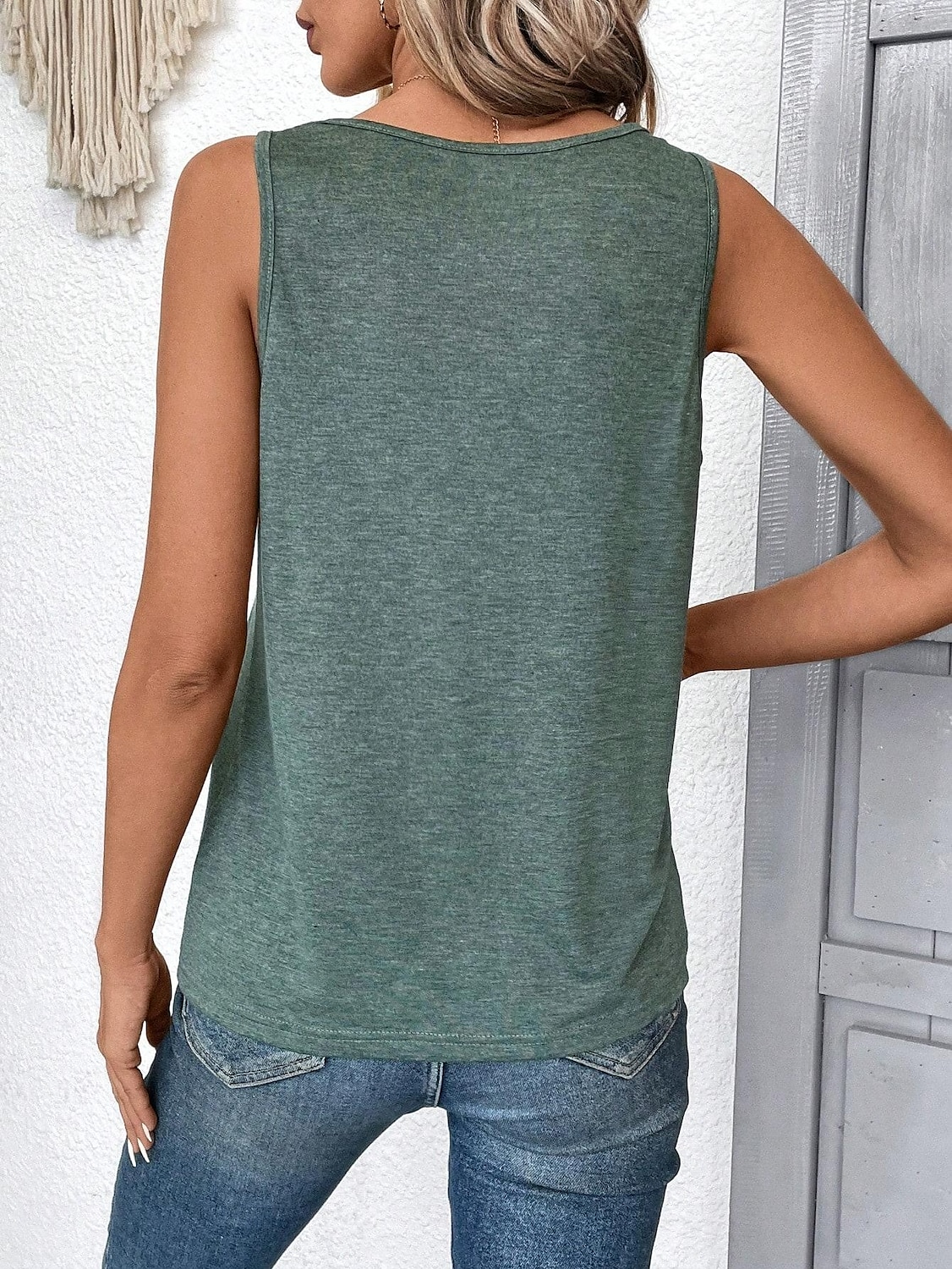 Femmes Débardeur caraco Couleur Unie Graphique ancien Tropical Élégant Sans manches Col en V Hauts Réguliers Quotidien Imprimé Rose Claire Vert Kaki Été Printemps de 2025 ? $23.99 –P2