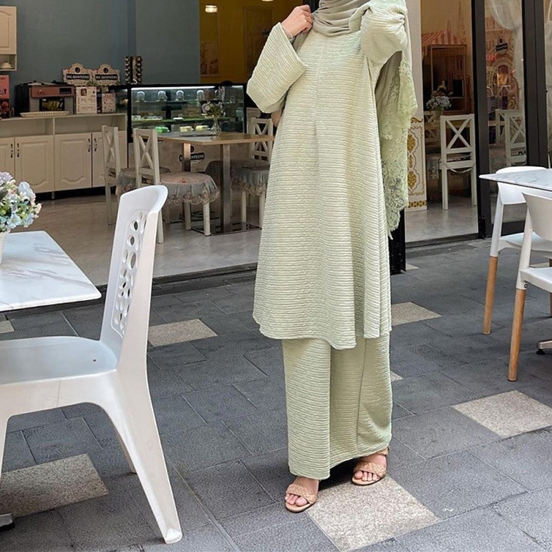 Femmes Mode Formel Jupe Ensembles manche longue Col ras du cou Uni Tenue quotidienne Date Vert Été Coupe régulière de 2025 ? $35.99 –P4