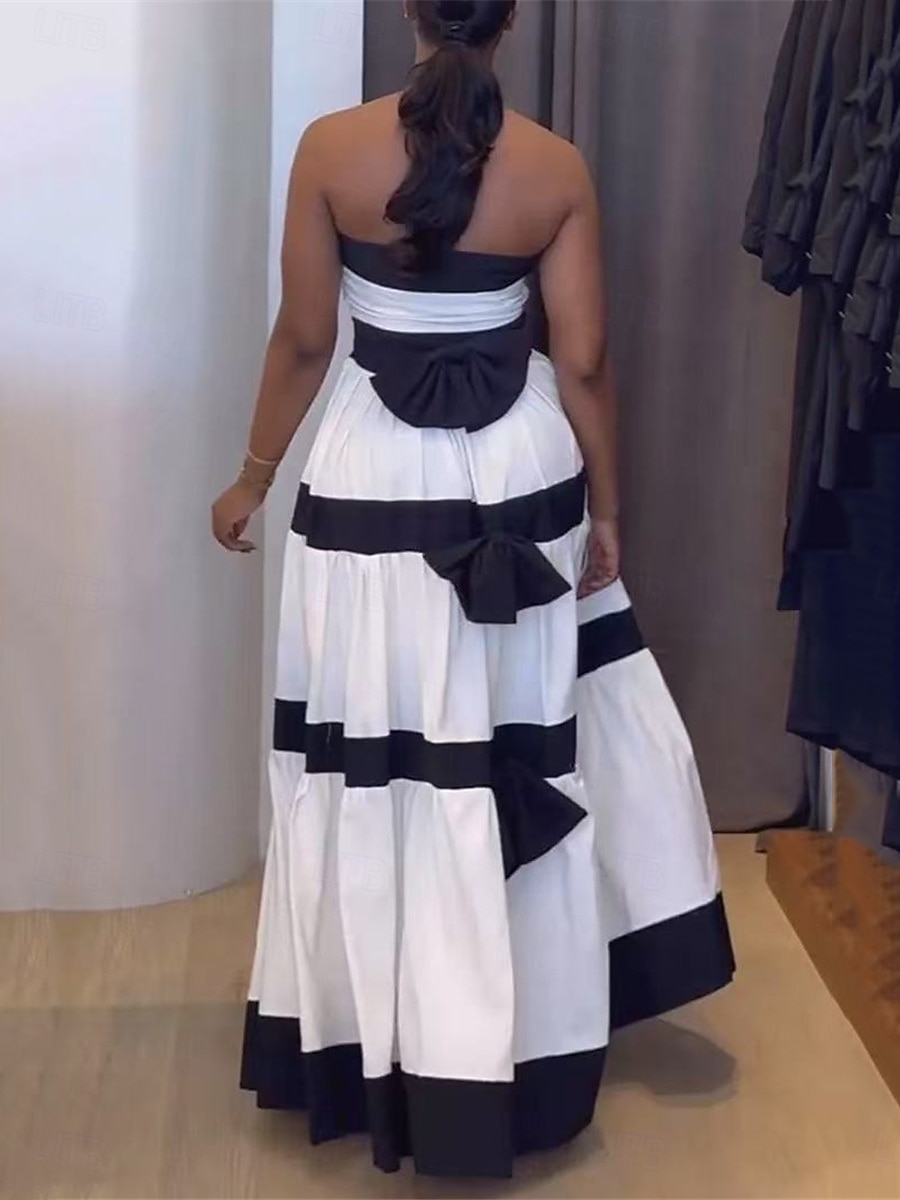 Damskie Sukienka maxi Sukienka A line Sukienka bez ramiączek Urlop Codzienny Boho Na zewnątrz Wyjściowe Luźna Naszywka Bez rękawów Bez ramiączek Biały Lato Wiosna 2025 - $46.99 –P3
