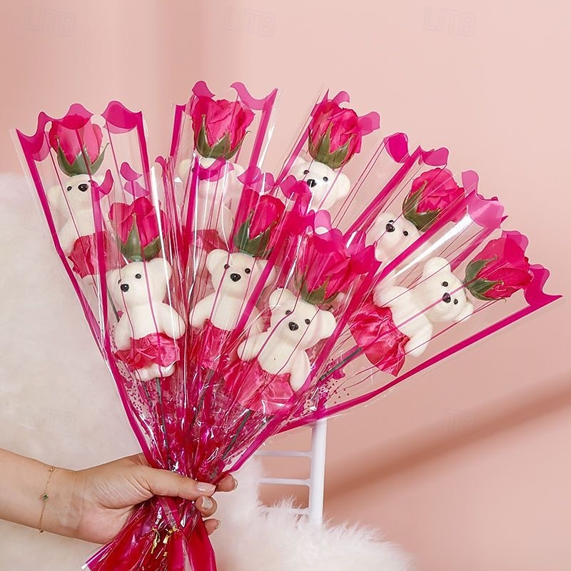 Romantic Bear Soap Bouquet, Ideal Gift for Mother's Day, Valentine's Day, Father's Day, Christmas, Wedding Party, and Home Decoration, Simulation Flower for Event Promotion 2025 - $7.99 –P7