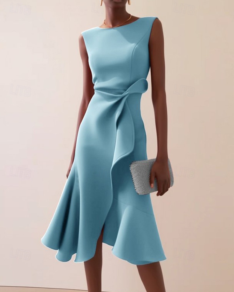 Femmes Robe Midi Robe de Bal Robe de Soirée Mode Soirée Date Coupe régulière Uni Sans manches Col ras du cou Rouge Violet Bleu clair Été de 2025 ? $24.99 –P1