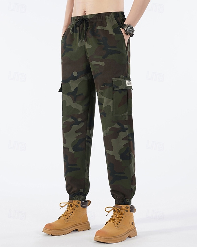 Voor heren Cargohosen Broek Camouflage broek Trekkoord Elastische taille Meerdere zakken camouflage Draagbaar Buiten Dagelijks Kamperen&Wandelen Modieus Klassiek Zwart Leger Groen 2026 - $21.99 –P3