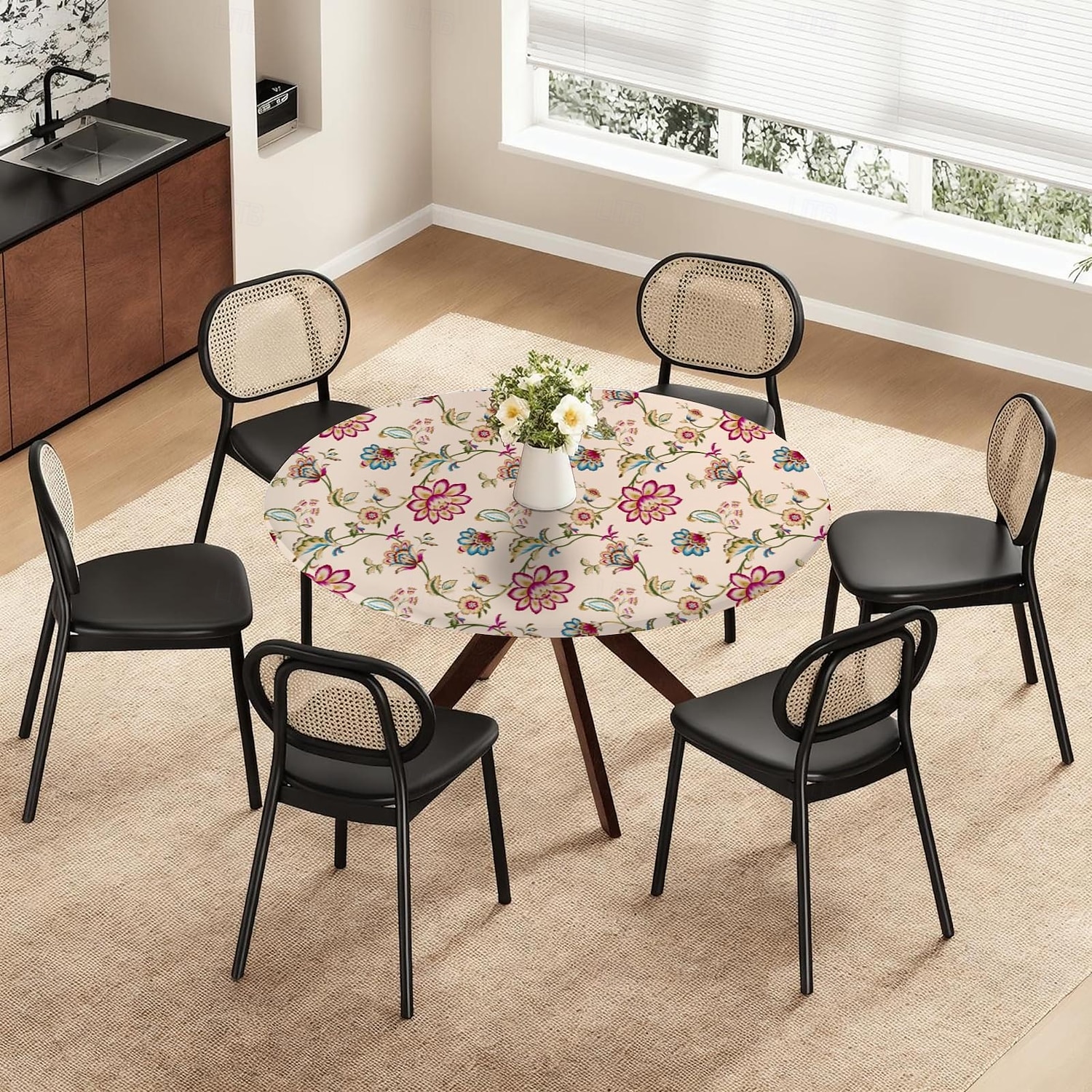 kodin deluxe-pöytäliinat, joustavat reunat, flanellitaustalla, vinyyli, istuva pöytäliina, kuvio suuri, pyöreä, pitkulainen, soikea 2025 - $10.99 –P3