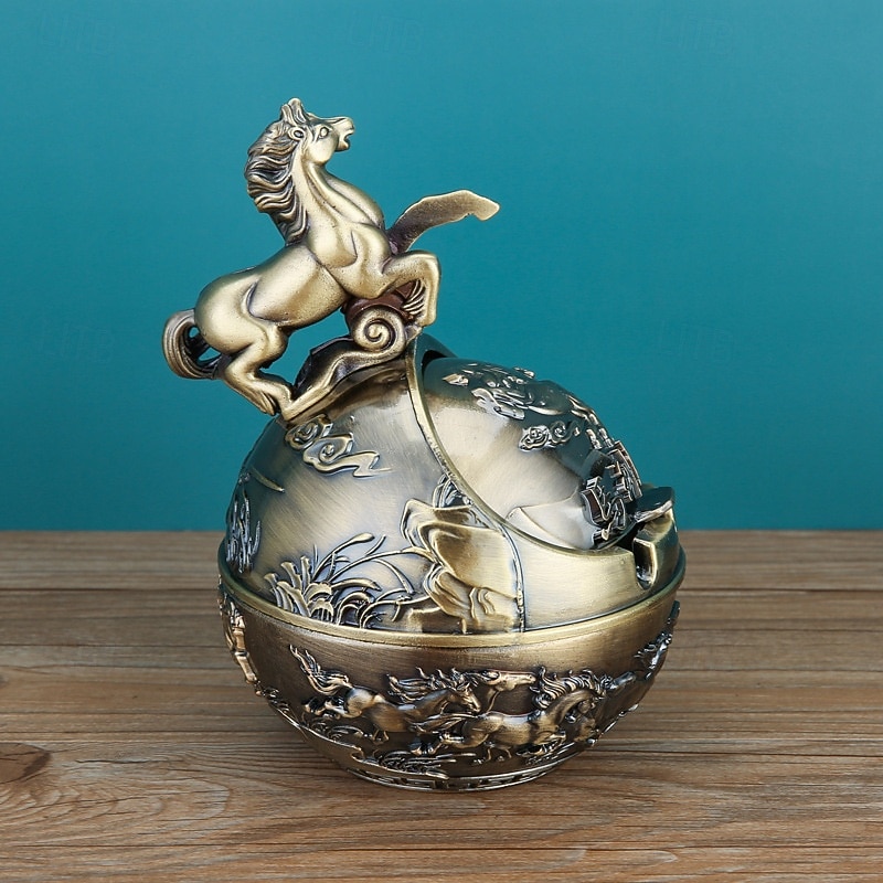 vintage hamutartó fedéllel, kínai állatöv 12 állatjegyű díszes, fedett hamutartó, szélálló asztali dísz otthoni irodába, nappaliba 2026 - $23.99 –P6