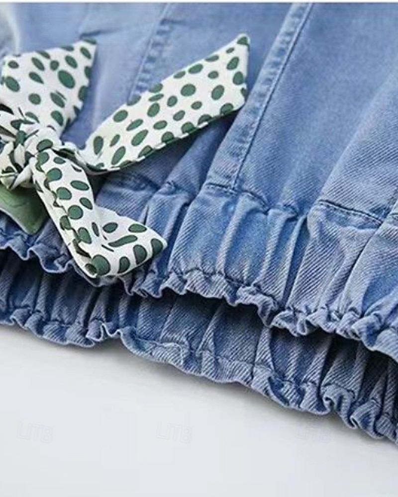 Bambini Ragazze Pantaloncini Tinta unica Streetwear Nodo da legare Scuola Dai 4 anni in su Estate Azzurro del 2025 a $11.49 –P7