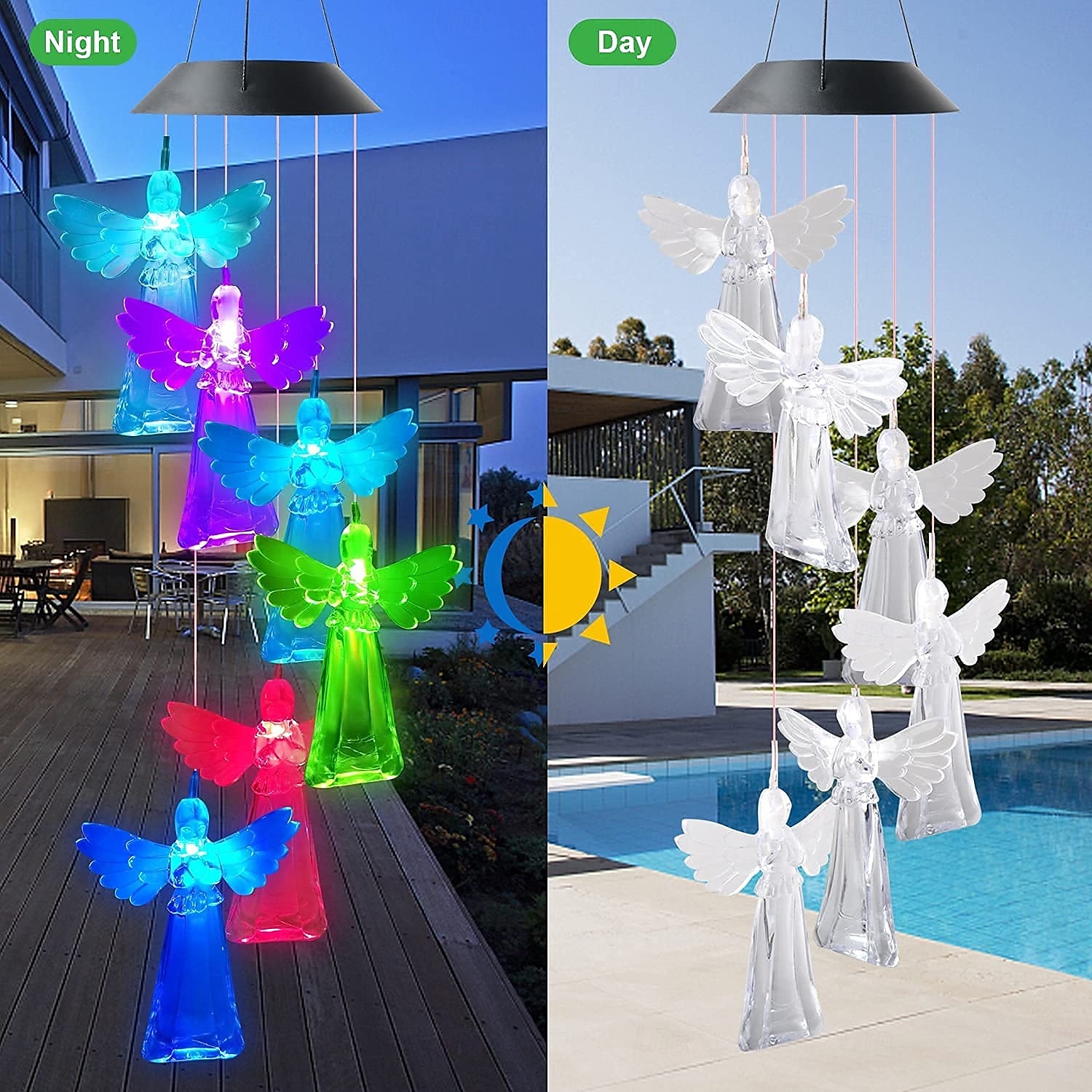 1 Pc Outdoor Solar Angel Wind Chime Light Colorful Light Courtyard Garden Balcony Tree Hanging Decorative Light Mother's Day Gift 2026 - $15.99 –P3