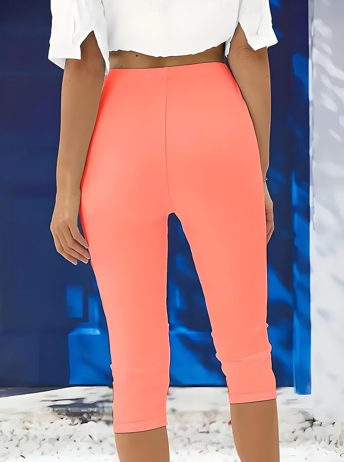 Women's Leggings Vacation Fashion Streetwear Calf-Length High Waist Solid Color Printing Thermal Warm Breathable Soft Stretchy Outdoor Vacation Street Robin's Egg Blue Black White Fuchsia Summer 2025 - $18.99 –P17