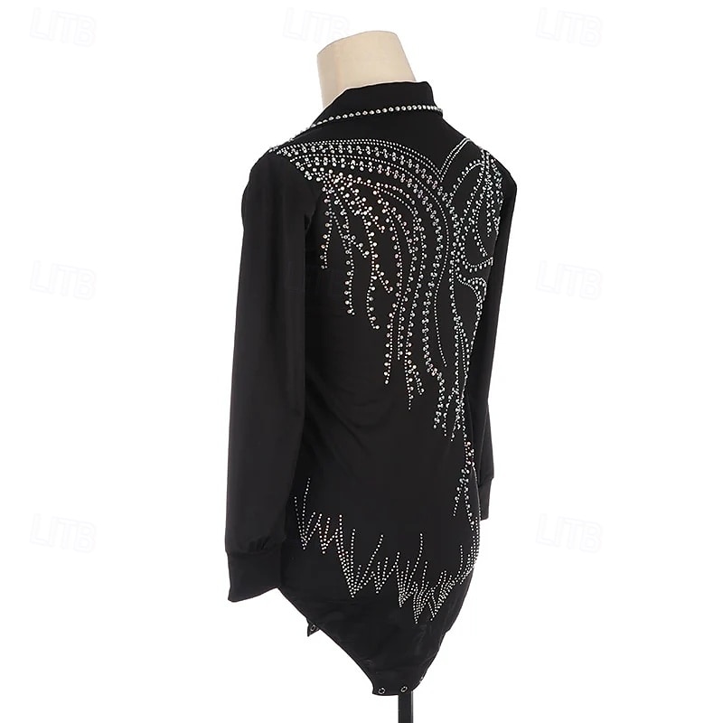 Men's Boys Figure Skating Costumes High Elasticity Training Competition Skating Wear Classic Crystal / Rhinestone Long Sleeve Ice Skating Figure Skating 2026 - $271.59 –P6
