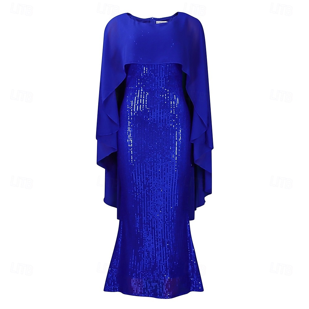 Kleid Mutter der Braut Kleid Elegantes Rundhals Bodenlänglich Chiffon 3/4 Ärmels mit Pailletten 2025 - $69.99 –P13